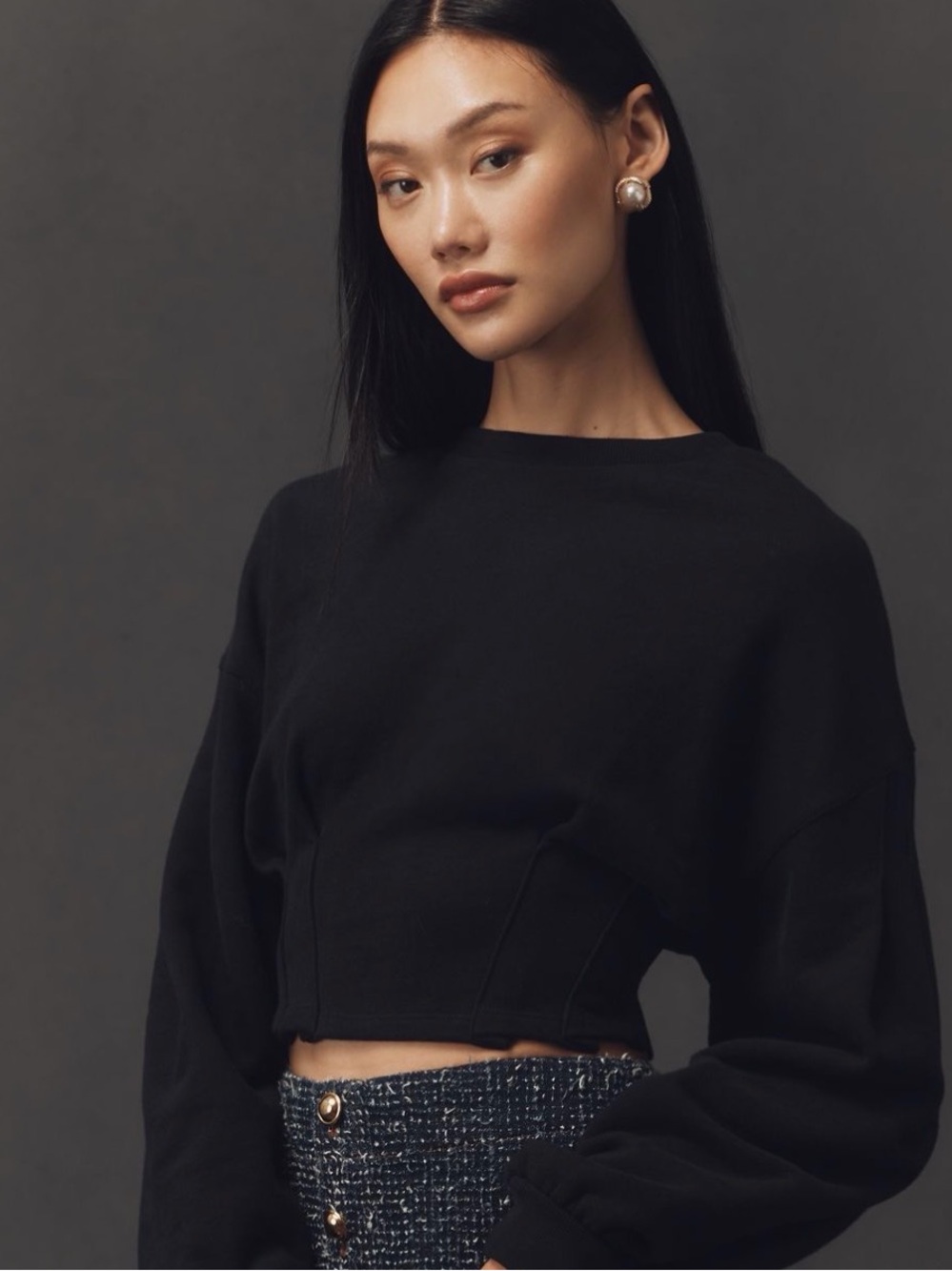 New Anthropologie Waisted Crop Sweatshirt, XL